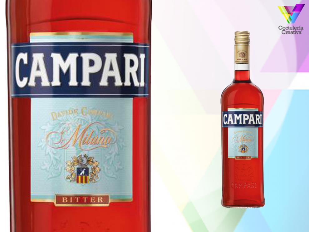 campari bitter italiano imagen de la botella de campari con detalle de la etiqueta